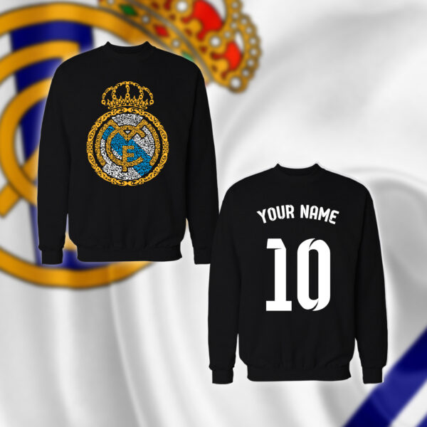 شعار ريال مدريد بالأحرف العربية مع اسم ورقم