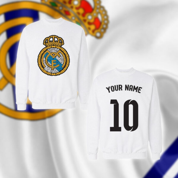 شعار ريال مدريد بالأحرف العربية مع اسم ورقم