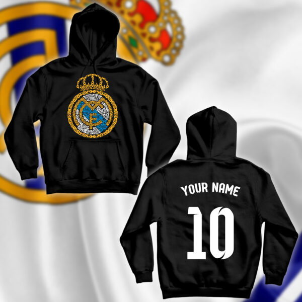 شعار ريال مدريد بالأحرف العربية مع اسم ورقم