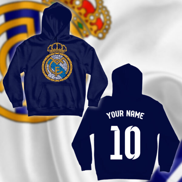 شعار ريال مدريد بالأحرف العربية مع اسم ورقم