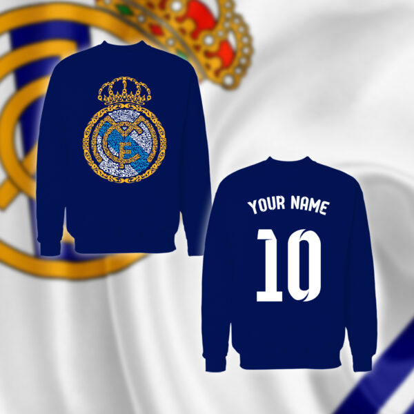 شعار ريال مدريد بالأحرف العربية مع اسم ورقم